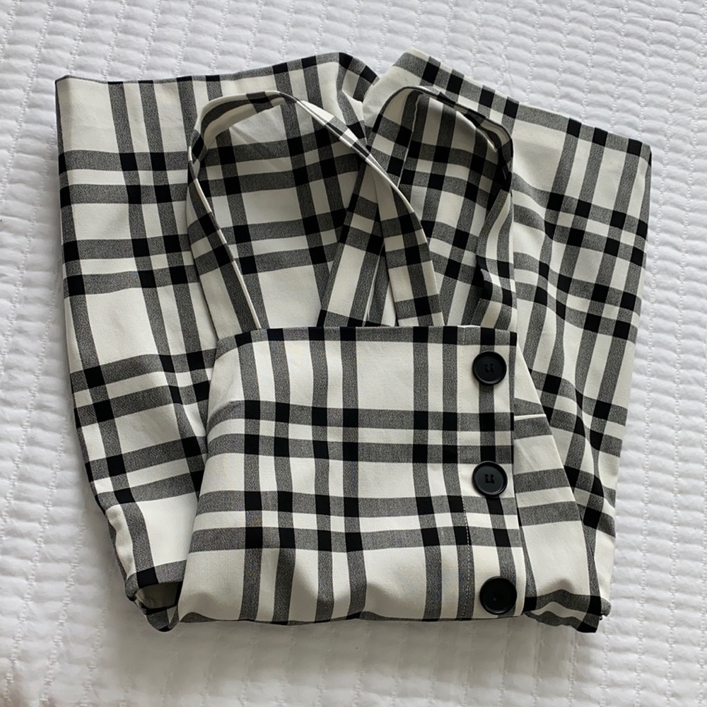 Stradivarius check print overall dress